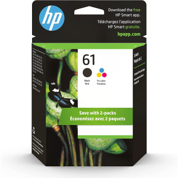 HP 61 Black/Tri-Color Ink (2-Pack) Works With Deskjet 1000, 1010, 1050, 1510, 2050, 2510, 2540, 3000, 3050, 3510
