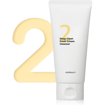 Numbuzin No.2 Deep Clean Fresh Cream Cleanser, 4.05oz/ 120ml, Whipped cream foam, Deep Pore Cleansing, Natural cleaning ingredient, Moisturizing
