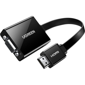 UGREEN Active HDMI To VGA Adapter Converter With 3.5mm Audio Jack Up To 1080P Compatible For PC, Laptop, Ultrabook, Raspberry Pi, Chromebook, Black