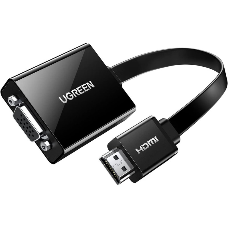 UGREEN Active HDMI To VGA Adapter Converter With 3.5mm Audio Jack Up To 1080P Compatible For PC, Laptop, Ultrabook, Raspberry Pi, Chromebook, Black