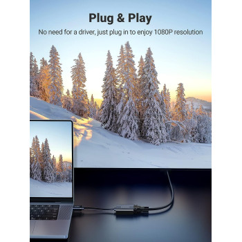 UGREEN Active HDMI To VGA Adapter Converter With 3.5mm Audio Jack Up To 1080P Compatible For PC, Laptop, Ultrabook, Raspberry Pi, Chromebook, Black
