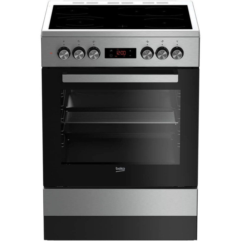 Beko 60 X 60 cm, 4 Zones CeRAMic Electric Cooking Range, Steel Finish Fsm67320GXS"Min 1 year manufacturer warranty"