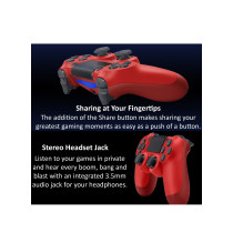 ZAQ DUALSHOCK 4 Wireless Controller for PlayStation 4 with Bluetooth Joystick Gaming Remote Control Red 