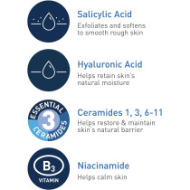 CeraVe Smoothing Cleanser Face and Body Salicylic Acid Wash and Exfoliant with Hyaluronic Acid, Niacinamide and Ceramides 236 ML 