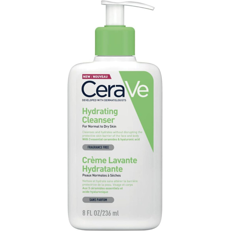CeraVe Hydrating Cleanser Face and Body Wash for Normal to Dry skin with Hyaluronic Acid and Ceramides 8Oz, 236 ML 