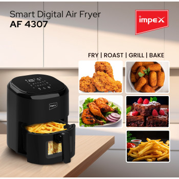 Impex AF 4307 Air Fryer With Adjustable Temperature Control Overheating Protection 4.5 L 1200W Black