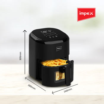 Impex AF 4307 Air Fryer With Adjustable Temperature Control Overheating Protection 4.5 L 1200W Black