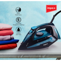 Impex (IBS 404) 2300W Electric Steam Iron Box With 360 Degree Plaint Swivel Cord Water Spray Ceramic Coated Sole Plate Overheat Protection