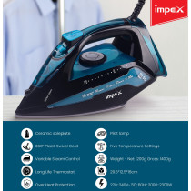 Impex (IBS 404) 2300W Electric Steam Iron Box With 360 Degree Plaint Swivel Cord Water Spray Ceramic Coated Sole Plate Overheat Protection