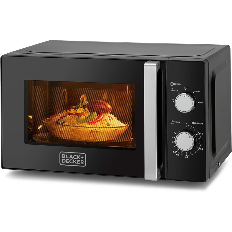 Black & Decker 20L 700W Microwave Black With Chrome Finish 5 Power Levels, 35 Min Timer, MZ2010P-B5 2 Years Warranty