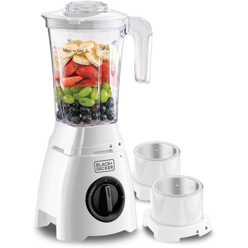 Black & Decker Blender With Grinder 1.0 L 400.0 W BL405-B5 White/Clear