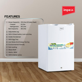 Impex Single Door Direct Cool Refrigerator IMRF 140 White