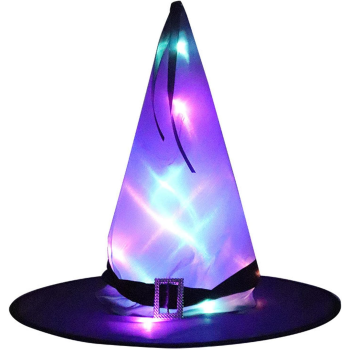 Halloween Glowing Witch Hat With LED Light For Costume And Decoration 35.5 x 38cm