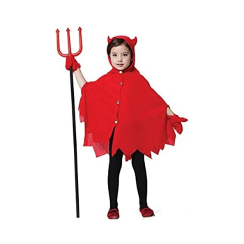 Brain Giggles Devil Halloween Costume With Gloves And Fork For Kids - Medium 100-120cm