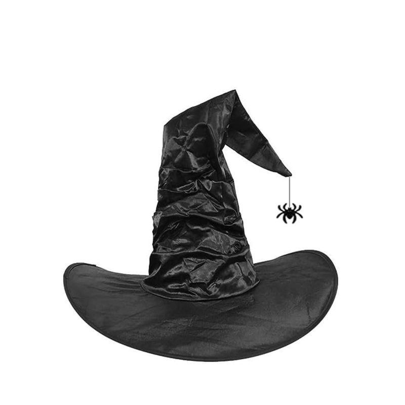 Brain Giggles Pleated Witch Hat Oxford Cloth Witch Hat for Masquerade Party Cosplay Accessory