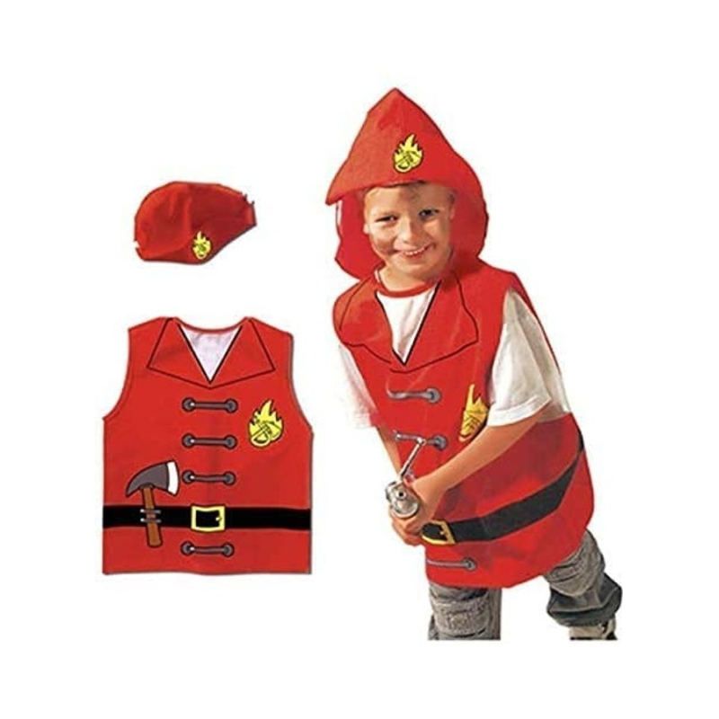 Kids Fireman Costume Dress up Cosplay Halloween For Boys & Girls Pretend Role Play (3-8 Years) 90 x 140cm
