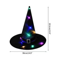 Halloween Glowing Witch Hat With LED Light For Costume and Decoration 35 x 38cm