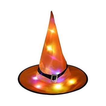 Halloween Glowing Witch Hat With LED Light For Costume and Decoration 35 x 38cm