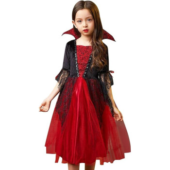 Brain Giggles Kids Girl Vampire Dress Fancy Costume Cosplay for Cosplay Dress Up Party Role Playing - Large