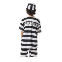 Brain Giggles Kids Prisoner Costume Prison with Handcuffs White Striped Outfit Kids Inmate Costume Jail Bird Set Youth Inmate (Large)