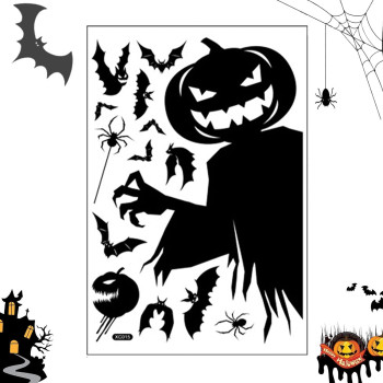 Brain Giggles Window Black Pumpkin Sticker Giant Ghost Shadow Decal Witch Skeleton Decal Design Home Office Kids Room Decoration