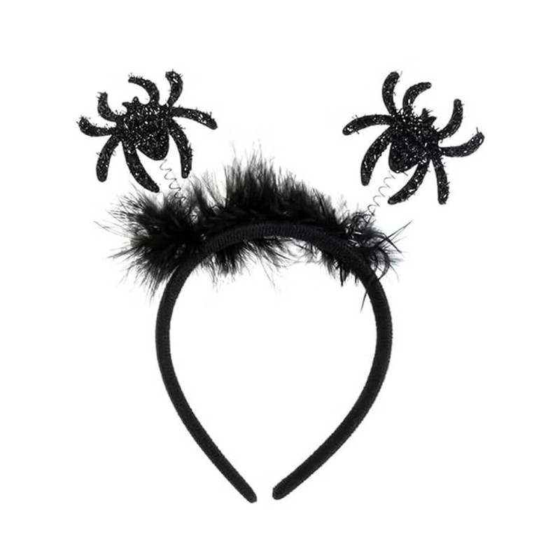 Brain Giggles Black Spider Headband Hair Accessories Headwear Scary Headpiece for Themed Parties Cosplay Event