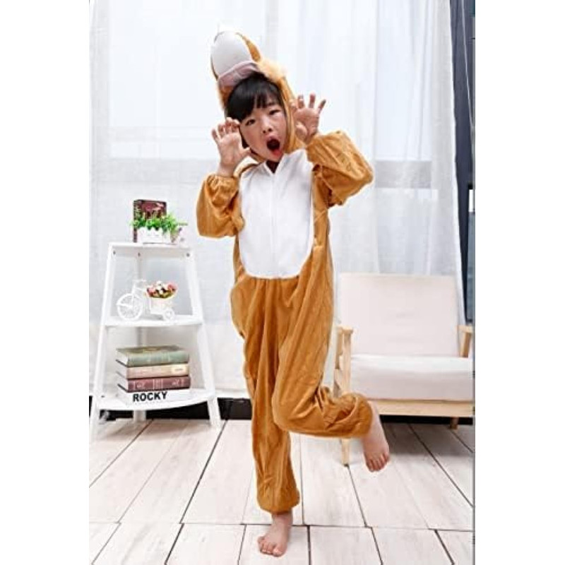 Brain Giggles Animal Plush Costume Lion Design Carnival Party Jumpsuit for Kids Boys and Girls Small Large