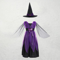 Brain Giggles Witch Costume Set Purple Witch Dress and Hat for Kids Girl Cosplay Event Party X-Large
