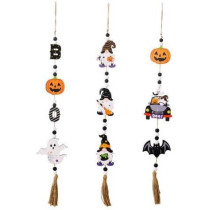 Brain Giggles Set of 3 Spooky Wooden Beads Ornament Ghost Wall Hanging Pumpkin Design Decorations