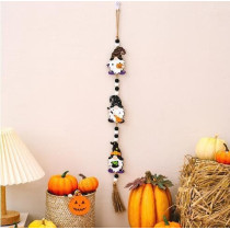 Brain Giggles Set of 3 Spooky Wooden Beads Ornament Ghost Wall Hanging Pumpkin Design Decorations