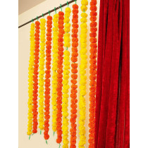 Tied Ribbons Artificial Marigold Flowers Garland Strings (Pack Of 10) Flowers Garland For Decor Pooja Room Door Indian Wedding Party House Warming
