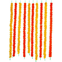 Tied Ribbons Artificial Marigold Flowers Garland Strings (Pack Of 10) Flowers Garland For Decor Pooja Room Door Indian Wedding Party House Warming