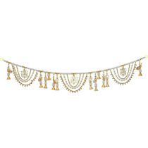 Tied Ribbons 40 Inch Golden Peacock Ganesha With Bells Toran Toranam For Door & Indian Puja Decorations