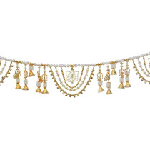 Tied Ribbons 40 Inch Golden Peacock Ganesha With Bells Toran Toranam For Door & Indian Puja Decorations