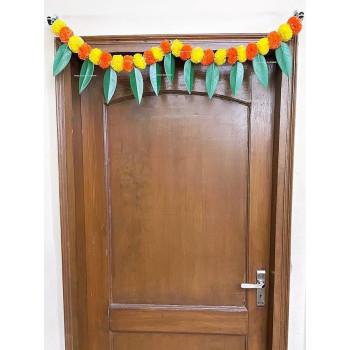 Fam Door Hanging Toran Indian Decor Wall Hanging Decorative Hanging - Diwali Toran Decorations - Mango Leaves Decorations 90Cm