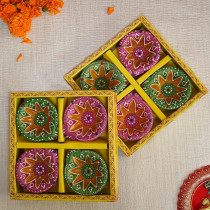 Tied Ribbons Diwali Diyas Set Of 8 Handmade Terracotta Big Clay Diya For Pooja Room Puja Oil Diya Lamp For Home Decor Mandir Temple