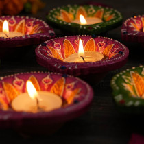 Tied Ribbons Diwali Diyas Set Of 8 Handmade Terracotta Big Clay Diya For Pooja Room Puja Oil Diya Lamp For Home Decor Mandir Temple