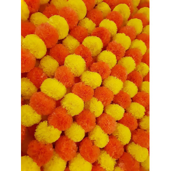 Decoration Craft 5 Pack Orange & Yellow Artificial Marigold Flower Garlands 5 Ft Long Each For Parties Indian Weddings Theme & Home Decoration Photo Prop Diwali Festival