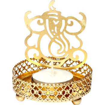Traditional Laxmi And Ganesha Shape Diwali Shadow Diya Deepawali Traditional For Home/Office Religious Tea Light Candle Holder Stand Diwali Gift