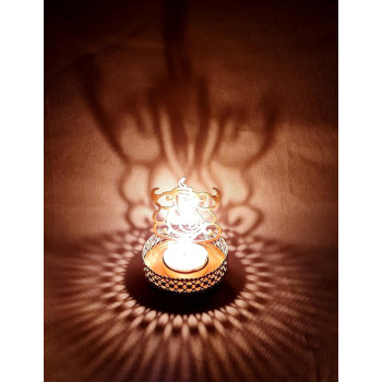 Traditional Laxmi And Ganesha Shape Diwali Shadow Diya Deepawali Traditional For Home/Office Religious Tea Light Candle Holder Stand Diwali Gift