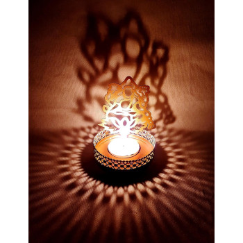 Traditional Laxmi And Ganesha Shape Diwali Shadow Diya Deepawali Traditional For Home/Office Religious Tea Light Candle Holder Stand Diwali Gift