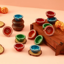 Tied Ribbons 12 Pcs Handmade Clay Diya For Diwali, Traditional Homemade Diyas Tealight, Indian Oil Lamp, Diwali Decorations For Home, Terracotta Diyas, Diwali Gifts