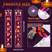 Happy Diwali Hanging Banner With Light Festival Light Party Decoration Supplies Indoor Outdoor Diwali Sign Door Decor For Happy Diwali Party Indian Deepavali Lights Diyas Decor Supplies