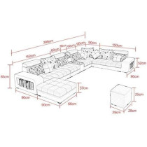 Live Room Sofa,Apartment Living Room Corner Sofa Set Combination Furniture (Cream)