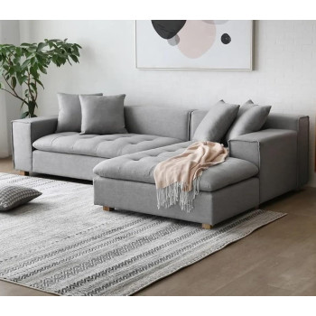 Living Room Sectional Couch Sofa Set For Property Developers And Interior Decorators (Dark Grey)