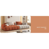 Cheese Cube Cream Style Fabric Sofa Living Room Sofa Living Room Bedroom Simple Sofa (96 X 280 Cm, White Tangerine)