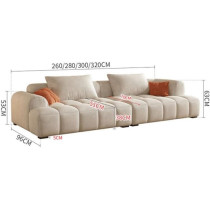 Cheese Cube Cream Style Fabric Sofa Living Room Sofa Living Room Bedroom Simple Sofa (96 X 280 Cm, White Tangerine)