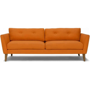 Modern Upholstered Fabric Home + Office Sofa Modern Lounge Spot Contemporary Style Couch Cherry-Stained Wood Legs 3 Seater (Orange)