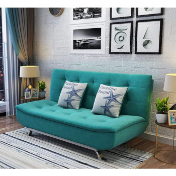 Fabric Multifunction Folding Foam Sofa Bed Set Living Room (Turqoise)
