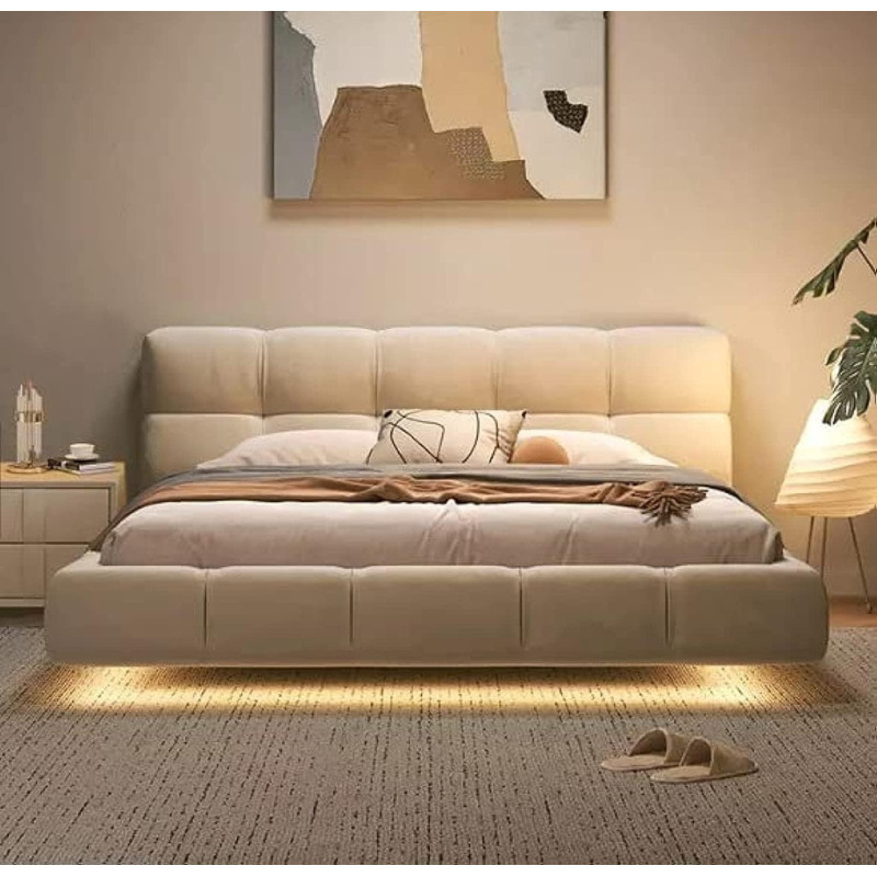 Italian Cloud Style Luxury King Size Fabric Bed With Medical Mattress